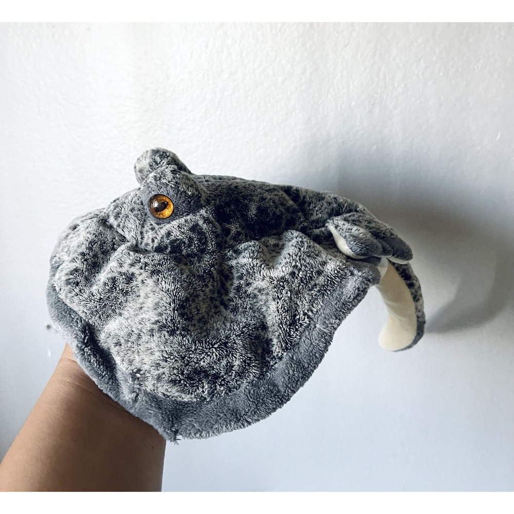 Fiesta Grey Black Print Stingray 14" Plush Toy Realistic Aquarium Stuffed Animal